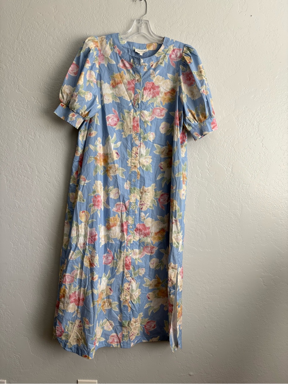 ❤️NEW entro Blue Floral Button-Front Midi Dress